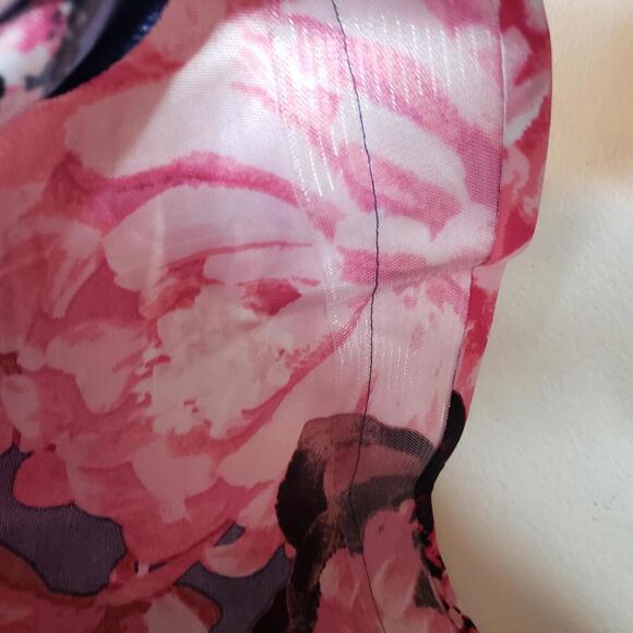 By & By Juniors Sz 5 Navy/Pink Floral Halter Formal Dress (1789) - Picture 6 of 8